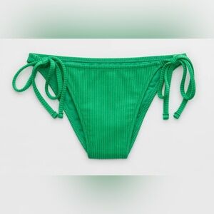 NWT Aerie Shine Rib Cheekiest Tie Bikini Bottom in Mission Kelly Green - Size M